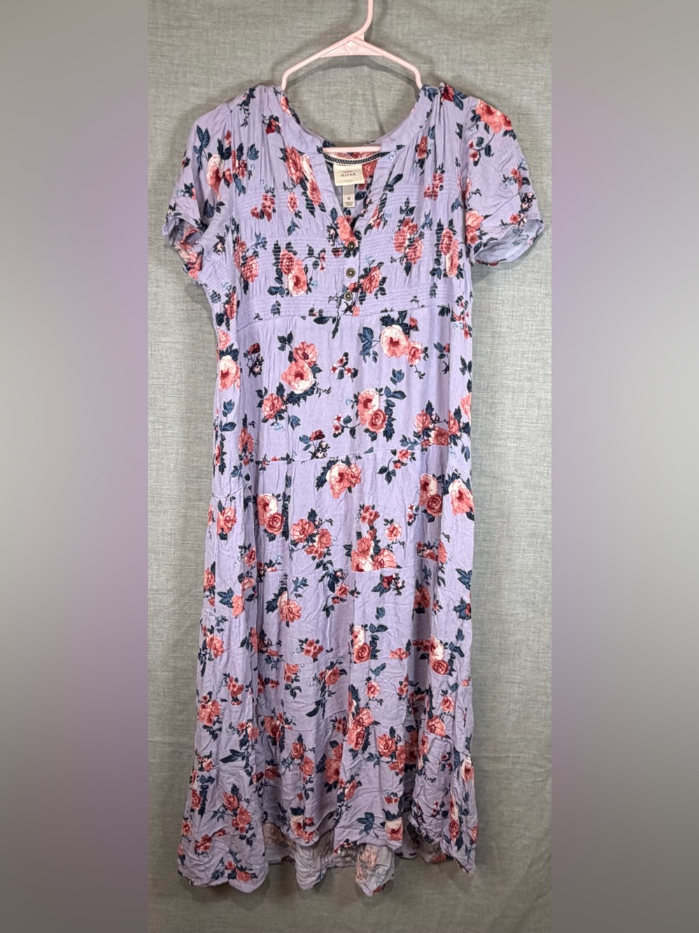 Knox Rose Lavender Dress with Pink Rose Print
